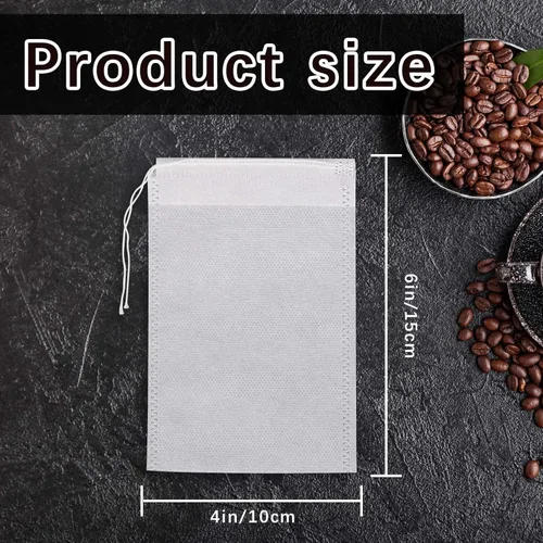 Miniatura 2 de 150 bolsas de café frío de 4 x 6 pulgadas, bolsas desechables de filtro de café frío sin desorden con cordón, bolsa de té vacía grande para té de 4