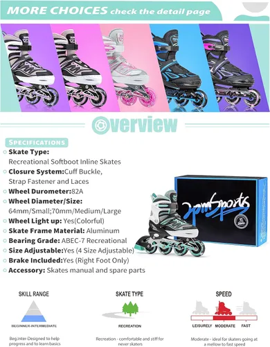Miniatura 7 de 2PM SPORTS - Patines en línea Cytia para niñas, ajustables, con ruedas iluminadas, rosa, con ruedas con luces, patines divertidos y parpadeantes