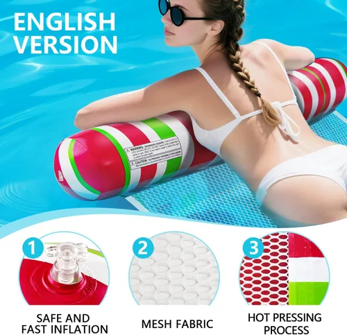 Miniatura 3 de Flotadores de piscina para adultos, paquete de 6 flotadores inflables para piscina, hamaca de agua portátil, imprescindibles para vacaciones