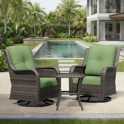 Miniatura 81 de Joyside Juego de sillas de mimbre para patio, juego de 3 piezas de mimbre para exteriores con 2 sillas reposabrazos y 1 mesa auxiliar para terraza