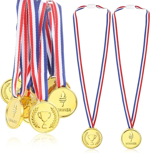 Caydo Gold Medals for Kids, Plastic Medals for Awards Winner Award Medals for Children's Game Prizes, School Sports Games, Competitions, Family