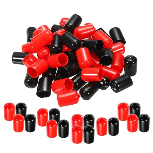 Miniatura 12 de MECCANIXITY 50 unids tapas de goma Surtido de 0.079 in PVC vinilo tornillo rosca protector para tornillo tornillo negro rojo