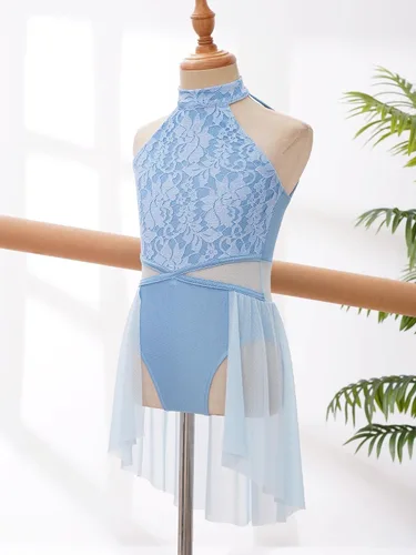 Miniatura 50 de Vestido de ballet lírico para niñas y niñas, sin mangas, encaje floral, leotardo contemporáneo, moderno disfraz de baile