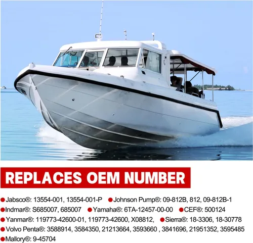 Miniatura 3 de BDFHYK Impulsor de bomba de agua 13554-001 Impulsor de mar crudo para Johnson 09-812B-1, Yanmar 119773-42600-01, Sierra 18-3306, Volvo Penta