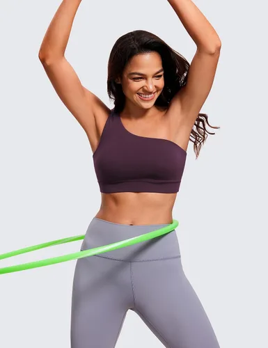 Miniatura 4 de CRZ YOGA Butterluxe - Brasier deportivo de un hombro para mujer, sin mangas, con una correa, de bajo impacto, asimétrico, para entrenamiento y yoga