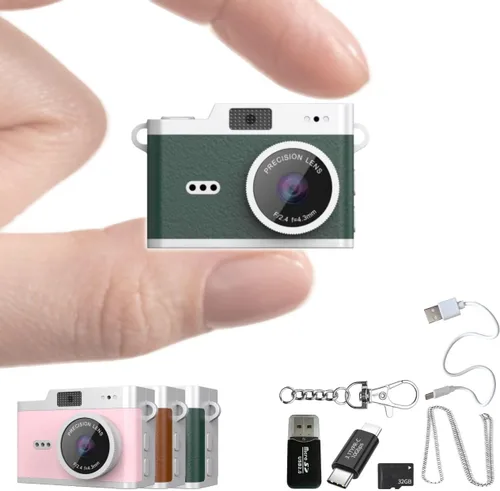 Miniatura 9 de Cámara digital con llavero, mini cámara digital con tarjeta de 32 GB, grabación de video, dijes para bolsa, micro cámara compacta para el pulgar