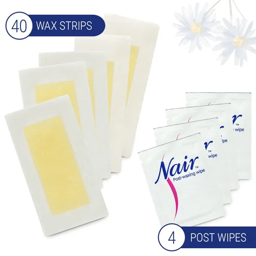 Miniatura 4 de Nair Tiras de cera para depilación sensible, tiras de cera para depilación facial y bikini, 40