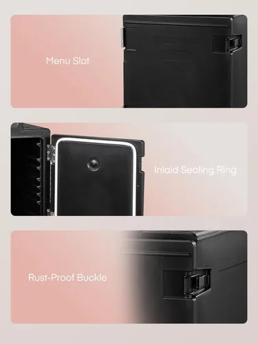 Miniatura 9 de Caja caliente para catering, calentador de alimentos portátil de 82 cuartos de galón con ruedas, transportador de bandeja de alimentos aislado