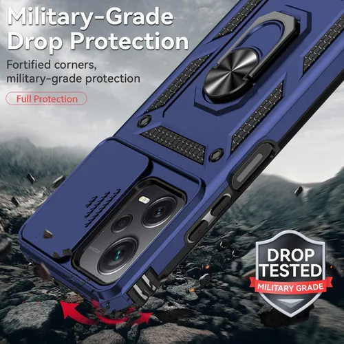 Miniatura 8 de Funda para Redmi Note 12, Poco X5 5G 22111317PG con protector de pantalla de vidrio templado y cubierta de cámara deslizante, anillo magnético