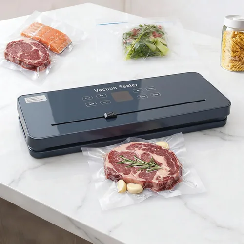 Máquina selladora al vacío | Modos de alimentos secos y húmedos, 4 funciones preestablecidas, sello ajustable para frescura y video Sous (negro)