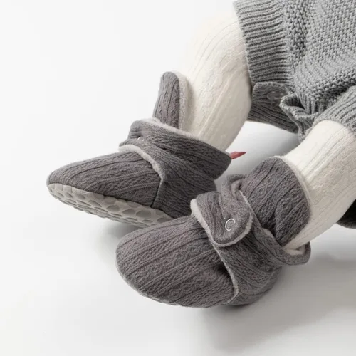 Miniatura 87 de Botines de forro polar para bebés, niños y niñas, pantuflas antideslizantes con agarre suave, zapatos de calcetín para recién nacidos, cuna