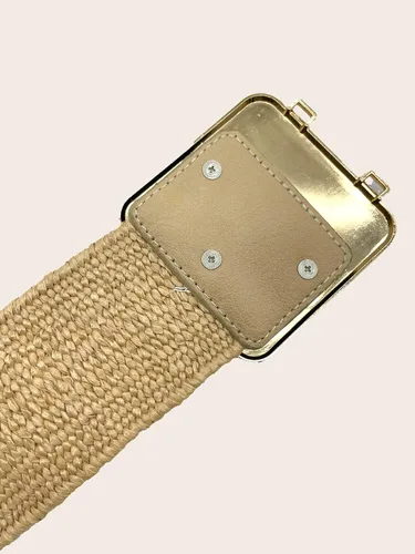 Miniatura 4 de Verdusa Cinturones de paja con hebilla simétrica para mujer, cintura elástica