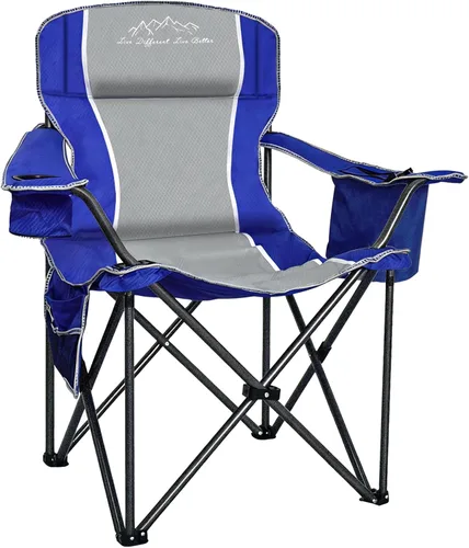 Miniatura 9 de Silla de Camping Plegable Portátil para Exteriores de Servicio Pesado Sillas Acolchadas Silla de Jardín con Portavasos, Bolsillo de Almacenamiento