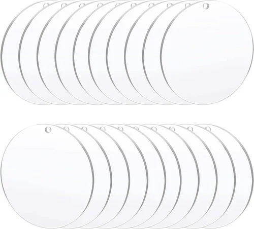 Miniatura 12 de 50 piezas de círculo acrílico transparente con agujero de 2.953 x 0.059 in, adornos acrílicos transparentes en blanco de 3 pulgadas, hojas redondas