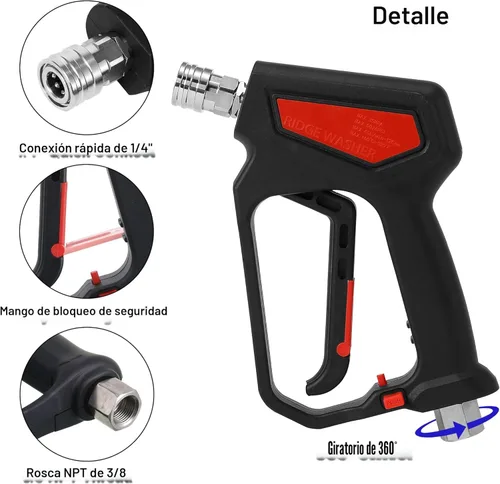 Miniatura 2 de RIDGE WASHER Pistola de lavado a presión 5000 PSI, 12 GPM, pistola de pulverización de alta presión con conector rápido de 1/4 pulgadas, conexión