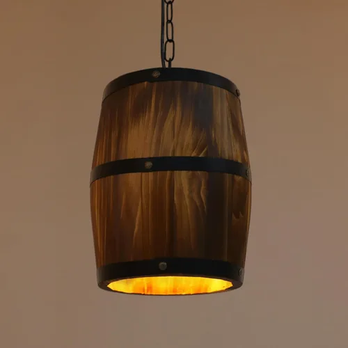 Miniatura 8 de Lámpara colgante de techo retro, madera antigua barril de vino colgante accesorio barra de luz decoración café lámpara de techo, lámpara de techo