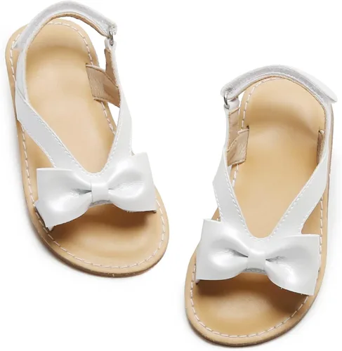 Felix Flora Sandalias para niña pequeña - Zapatos de vestir para niña con punta abierta zapatos planos de verano para niños pequeños