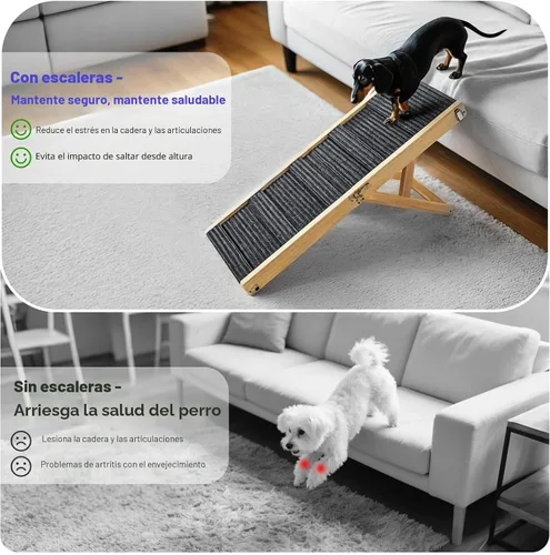 Miniatura 2 de Rampa para perros mejorada 2026 para sofá, rampa plegable para perros pequeños para sofá, 4 alturas ajustables de 13 a 21 pulgadas, escalones