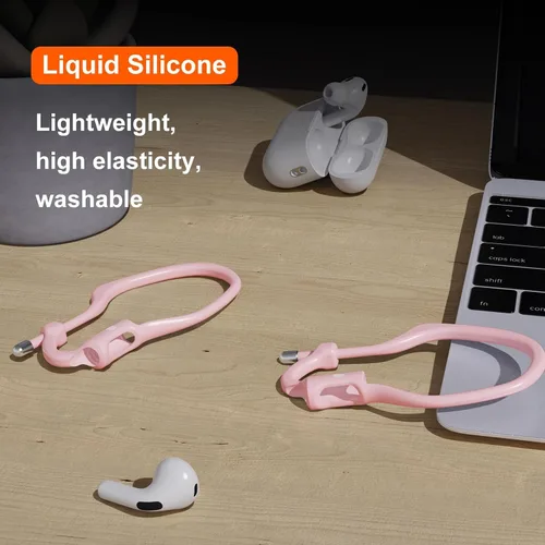 Miniatura 5 de [2 pares] Haireca - Ganchos para los oídos para AirPods Pro 3, 2, 1 y AirPods 4, 3, 2, 1, [ajustables] Diseño ergonómico antideslizante, clip de Rosa