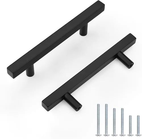 Miniatura 18 de Probrico Paquete de 5 manijas de gabinete, color negro, 2-1/2 pulgadas (2.520 in), barra cuadrada en T, manijas de gabinete de cocina, tiradores