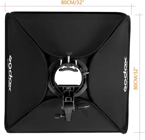 Miniatura 3 de Godox Soporte tipo S Bowens Holder S Mount Holder con plegable 31.5x31.5 in/32x32 pulgadas Softbox y rejilla de panal y kit de bolsa para cámara