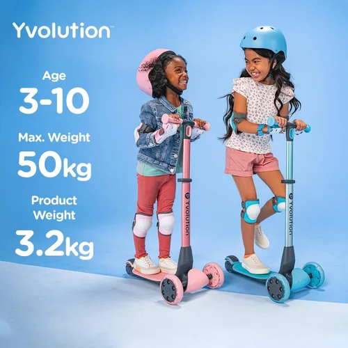 Miniatura 3 de Yvolution Y Glider Nua Patinete plegable de tres ruedas para niños con accesorio de almacenamiento para niños a partir de 3 años Azul ecológico