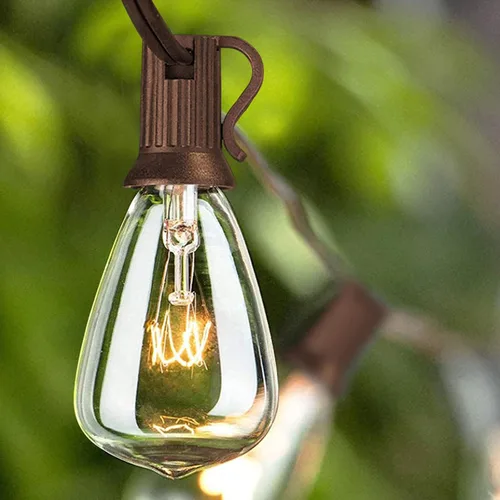 Miniatura 8 de SUNSGNE Tira de luces Edison para exteriores de 25 pies con 27 bombillas Edison transparentes, ST35 luces vintage para patio, jardín, patio, porche