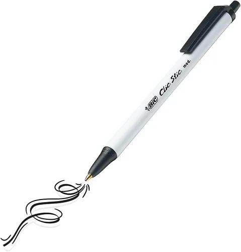 Miniatura 9 de Bolígrafo retráctil Bic Clic Stic, de punta mediana (0.04 pulgadas), estuche de 12 unidades, Negro