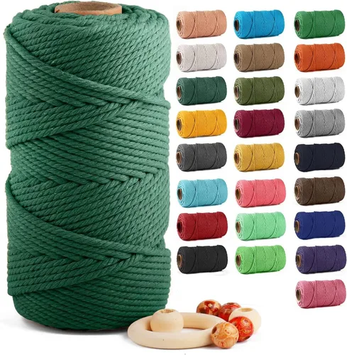 Miniatura 45 de Cuerda de algodón para macramé de 5 mm x 109 yardas, ZUEXT 100% natural hecha a mano, cuerda de algodón trenzada de 4 hebras para colgar plantas