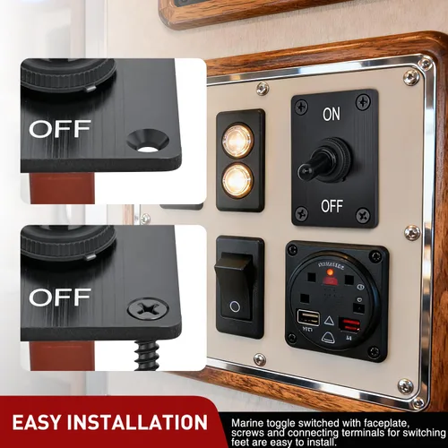 Miniatura 7 de Nilight Interruptor de palanca resistente a prueba de agua 2 pines 2 posiciones SPST encendido/apagado 12V DC 30A con panel de montaje y tapa