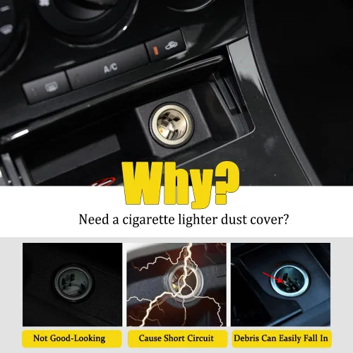 Miniatura 3 de Cubierta de enchufe de encendedor de cigarrillos para automóvil, cubierta de aluminio para encendedor de cigarrillos, cubierta de enchufe