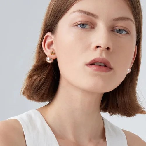 Miniatura 6 de Aretes de aro de plata dorada con letra D para mujer, aretes de perlas, 2 vías de uso, aretes de perlas de lujo, en forma de D, regalos de joyería