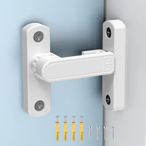Miniatura 10 de Cerradura de puerta corrediza de granero de 90/180 grados, cerraduras de puerta de seguridad de aleación de zinc ajustables y pestillos