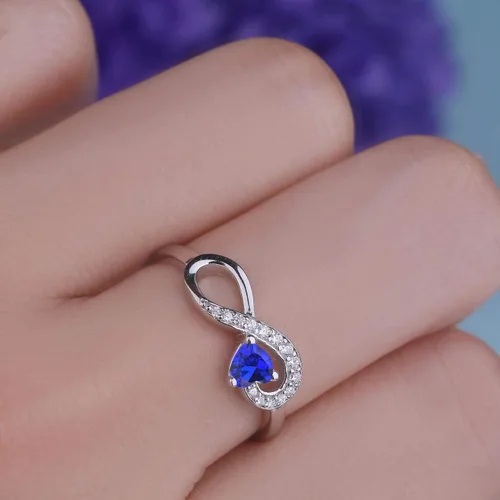 Miniatura 62 de Anillo Jo Wisdomo de compromiso. de plata esterlina, con corazón e infinito, anillo de amistad, para ella
