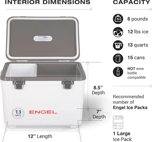 Miniatura 3 de Engel 13qt, refrigerador hermético, de secado al aire, Drybox y pequeña lonchera con carcasa dura para hombres y mujeres Camuflaje de pastizales