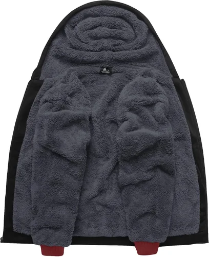 Miniatura 14 de SCODI Sudaderas con capucha para hombre, forro polar pesado, cremallera completa, forro de sherpa grueso, chaqueta con capucha