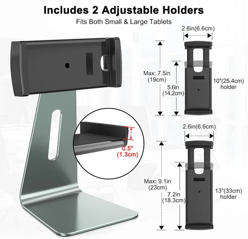 Miniatura 5 de AboveTEK Elegante soporte para tableta, soporte de aluminio para tabletas de 7 a 13 pulgadas, quiosco de escritorio compatible con iPad Pro Air Gris