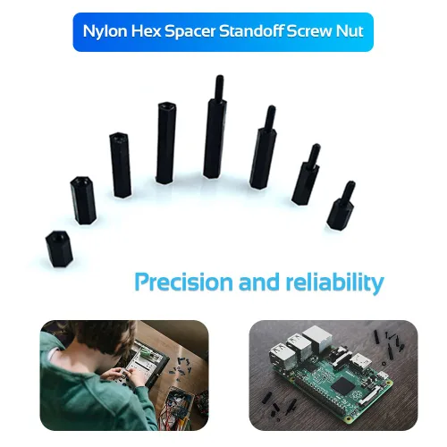 Miniatura 4 de 350 piezas M2 negro macho hembra de nailon hexagonal espaciador Standoff tornillo tuerca kit de surtido (negro) para PCB placa base de circuito
