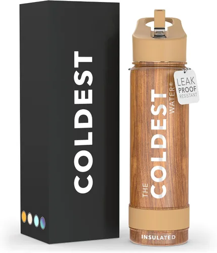 Miniatura 61 de Coldest - Botella para agua con tapa que incluye pajilla, térmica y metálica (acero inoxidable), para hombres y mujeres, color morado
