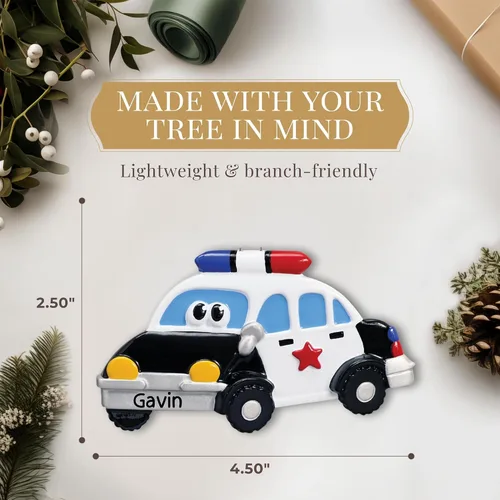 Miniatura 4 de Adorno personalizado de coche de policía 2026 Adornos de Navidad personalizados 24 horas, grabado con láser, para árbol Regalo de recuerdo