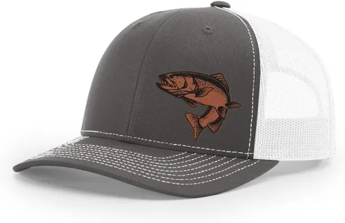 Miniatura 16 de Sombrero de pesca de trucha con parche de cuero grabado láser Richardson 112 Snapback Trucker Cap