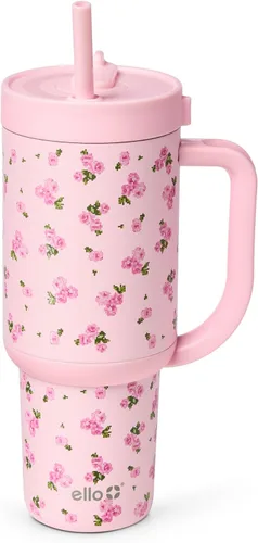 Miniatura 21 de Ello Oasis Botella de Agua de Acero Inoxidable de 30oz - Flower Quilt Colcha de flores