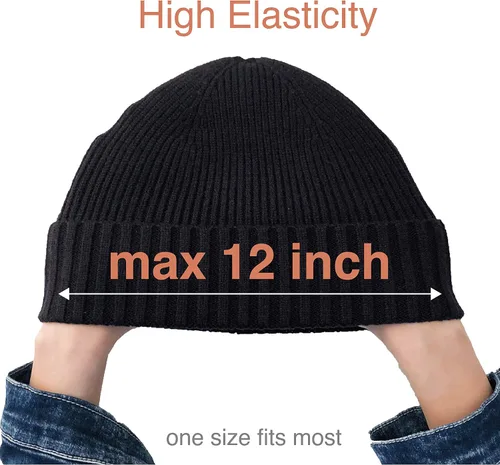 Miniatura 2 de accsa 2 Pack Men Winter Knit Beanie Hats Soft Warm Stretchy Skull Cap Unisex Cuffed Plain Hat for Men