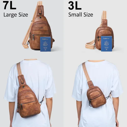 Miniatura 8 de Sling Bag For Women Faux Leather Small Casual Daypack Backpack Fanny Pack Crossbody Chest Bags Purse