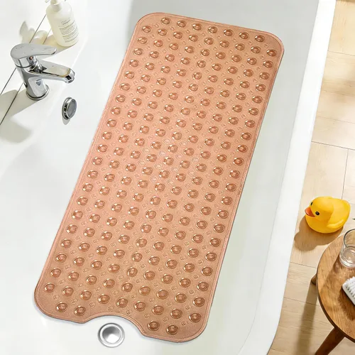 Miniatura 26 de Tapete de ducha negro antideslizante de 17 x 30 pulgadas, tamaño estándar, tapete de baño de burbujas suaves para ducha interior, tapete de baño