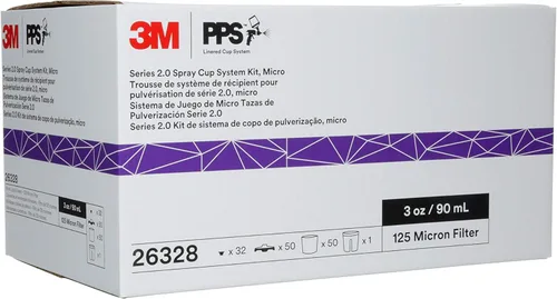 Miniatura 8 de 3M PPS 2.0 Kit de taza, tapas y forros para pistola pulverizadora, 26328, micro, 3 onzas, filtro de 125 micrones, uso para automóviles, muebles