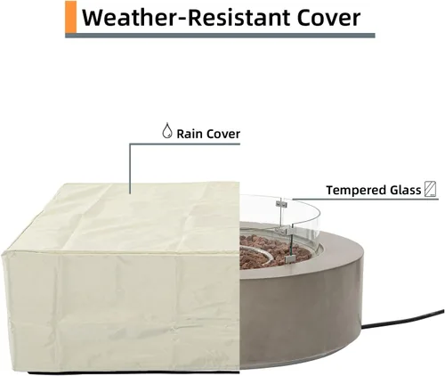 Miniatura 4 de HOMPUS Mesa cuadrada de propano para exteriores, mesa de fuego de 35 x 12 pulgadas, 50000 BTU con cubierta impermeable y piedra de fuego para patio