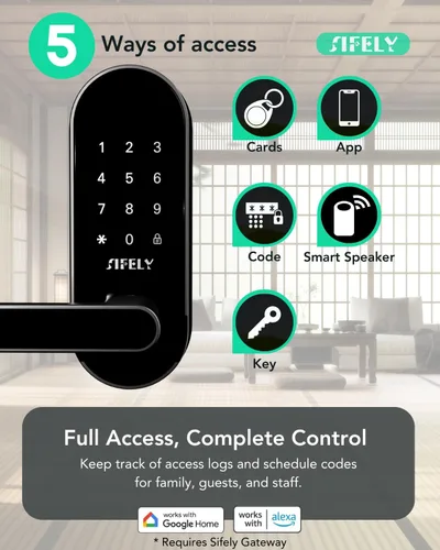 Miniatura 2 de Cerradura de puerta inteligente con teclado de entrada sin llave con asa y perilla, cerrojo digital para puertas delanteras, dormitorios, oficinas e