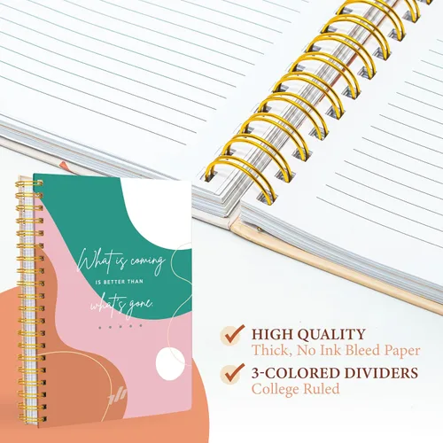 Miniatura 4 de Cuaderno de Espiral - Cuadernos Diario de Espiral de 10.25" x 7.25" con Rayado Universitario, Lindo Cuaderno Diario para Tomar Notas, Mujeres