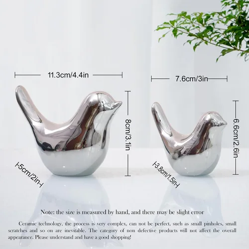 Miniatura 4 de Estatuas de pájaros de plata Notakia, decoración del hogar, estilo moderno, adornos decorativos para decoración de mesa plateada, sala de estar, 2